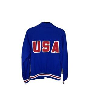 Vintage 60s Blue USA  Olympic Bomber Jacket Coat Womens Sz S Zip